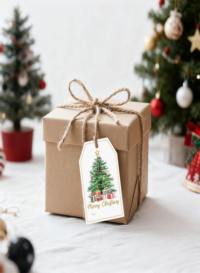 joycraft 50Pcs Merry Christmas Tags with String - 3.3x2.1 in White Paper Holiday Hangtags, Christmas Tree Gift Tags for Party Favor, Candy Bags, DIY Craft, Teacher Appreciation - Image 4